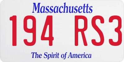 MA license plate 194RS3
