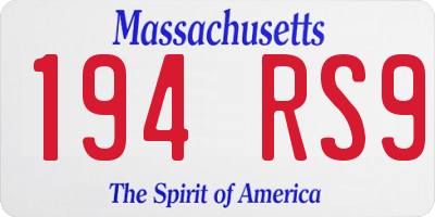 MA license plate 194RS9