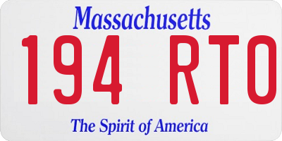 MA license plate 194RT0