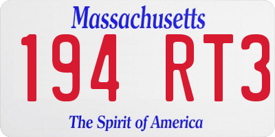 MA license plate 194RT3