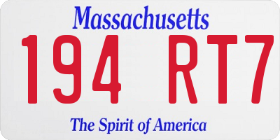 MA license plate 194RT7