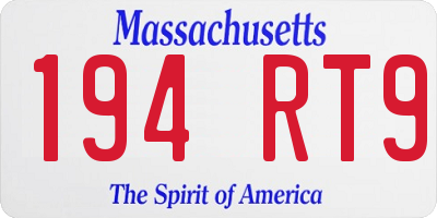 MA license plate 194RT9