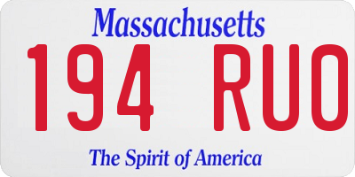MA license plate 194RU0