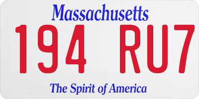 MA license plate 194RU7