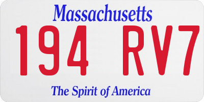 MA license plate 194RV7