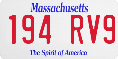 MA license plate 194RV9