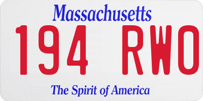 MA license plate 194RW0
