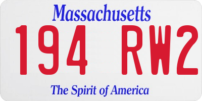 MA license plate 194RW2