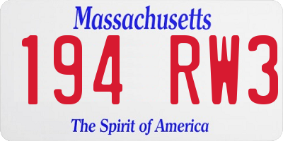 MA license plate 194RW3