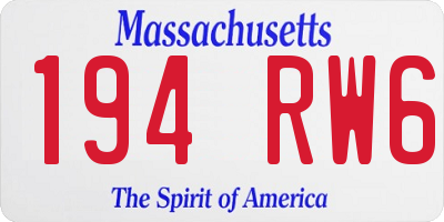 MA license plate 194RW6
