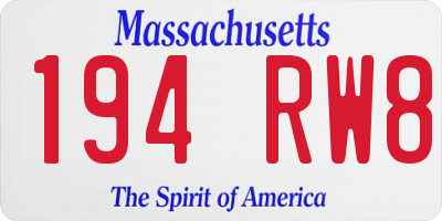 MA license plate 194RW8