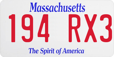 MA license plate 194RX3