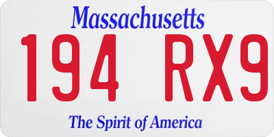 MA license plate 194RX9