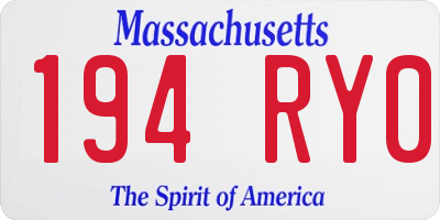MA license plate 194RY0