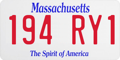 MA license plate 194RY1