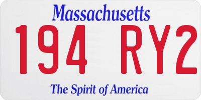 MA license plate 194RY2