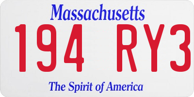 MA license plate 194RY3