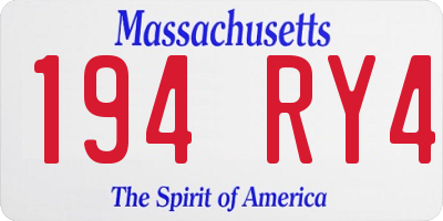 MA license plate 194RY4