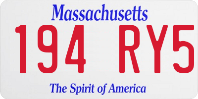 MA license plate 194RY5