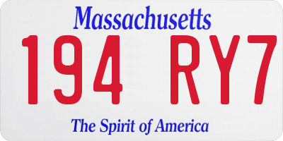 MA license plate 194RY7