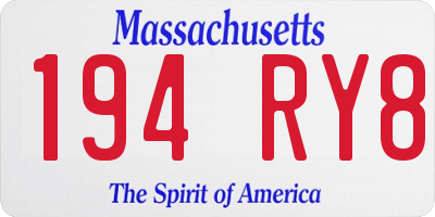 MA license plate 194RY8