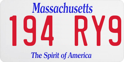 MA license plate 194RY9