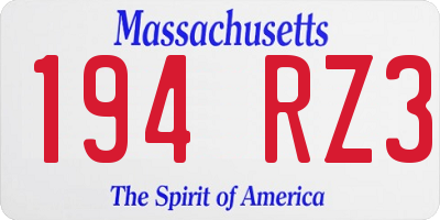 MA license plate 194RZ3