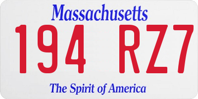 MA license plate 194RZ7