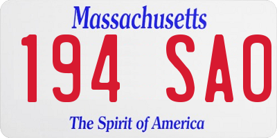 MA license plate 194SA0