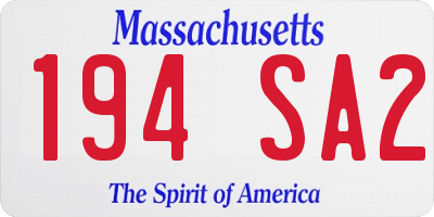 MA license plate 194SA2