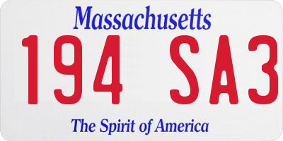 MA license plate 194SA3
