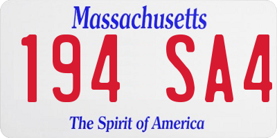 MA license plate 194SA4