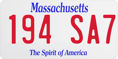 MA license plate 194SA7