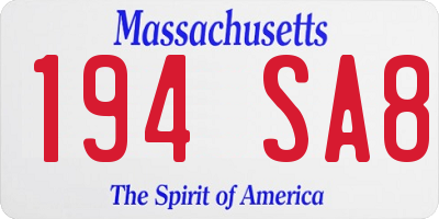 MA license plate 194SA8