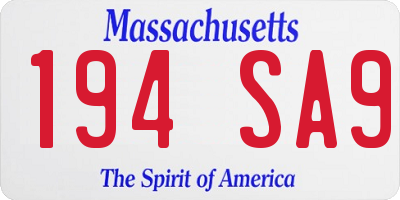 MA license plate 194SA9
