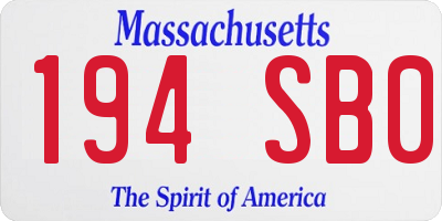 MA license plate 194SB0