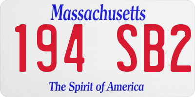 MA license plate 194SB2