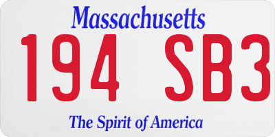 MA license plate 194SB3