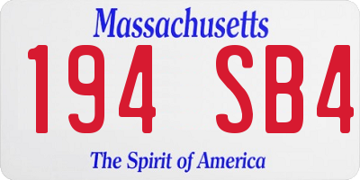 MA license plate 194SB4