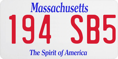 MA license plate 194SB5