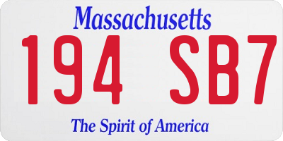 MA license plate 194SB7
