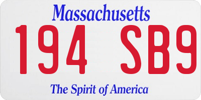 MA license plate 194SB9