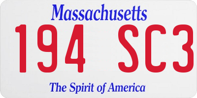 MA license plate 194SC3