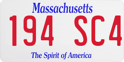 MA license plate 194SC4