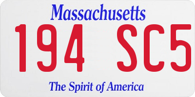 MA license plate 194SC5