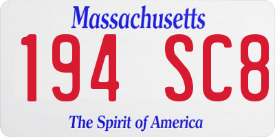 MA license plate 194SC8