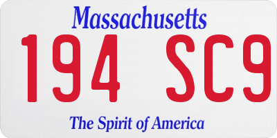 MA license plate 194SC9