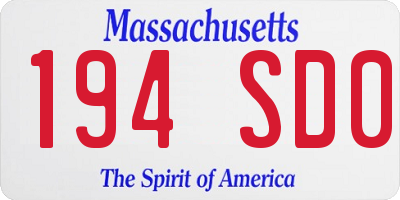 MA license plate 194SD0