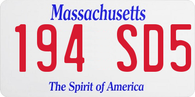 MA license plate 194SD5