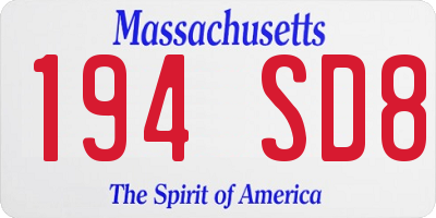 MA license plate 194SD8